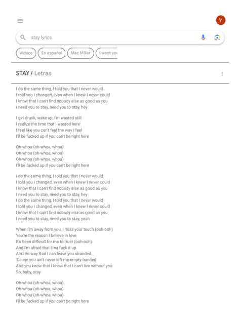 Stay Lyrics | PDF | Musicians | Music Industry