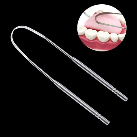 304 Stainless steel tongue applicator Dental Care Tongue Clean Tool Good Breath Cleaner Scraper ...