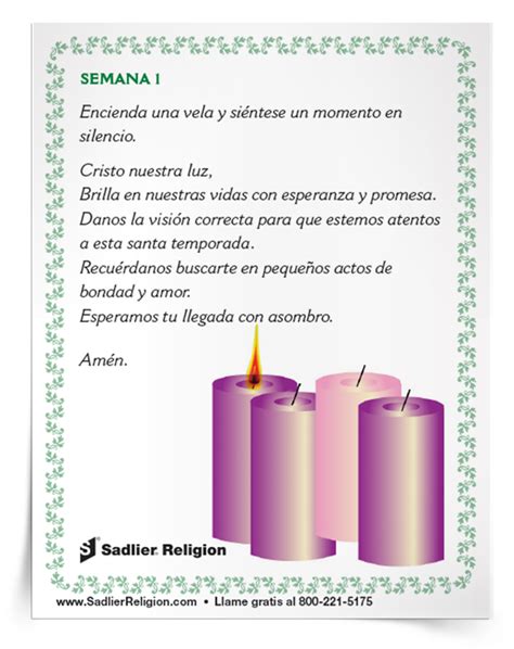 Estampa Oracion para encender la corona de Adviento | Sadlier Religion