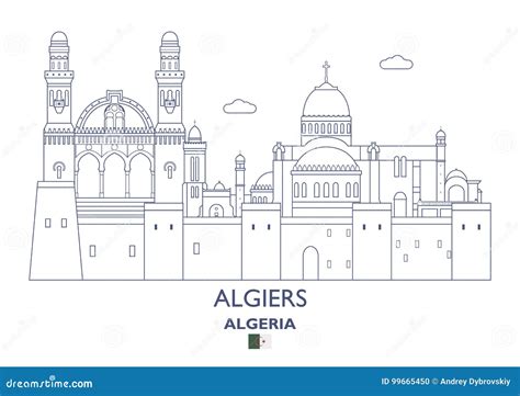 Algiers City Skyline Golden Silhouette. Cartoon Vector | CartoonDealer ...