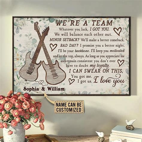 Personalized We're A Team Poster & Canvas Guitar Poster | Etsy