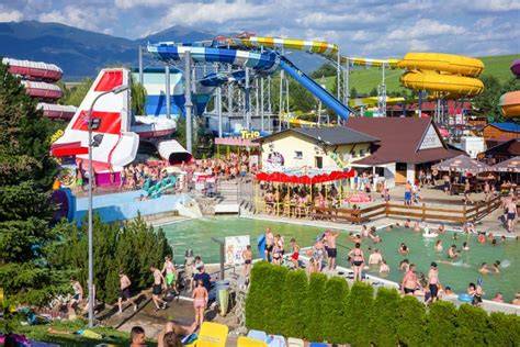 Colorful Water Slides in Aquapark Tatralandia in Town Liptovsky Mikulas ...