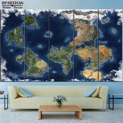 DPARTISAN 5PCS panel World Map Canvas Print World Map Wall Art Set World Map Print World Map ...