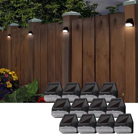 TORCHSTAR 12 Pack Solar LED Fence Light Dusk-to-Dawn Deck Lights, 90 ...