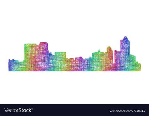 Memphis skyline silhouette - multicolor line art Vector Image