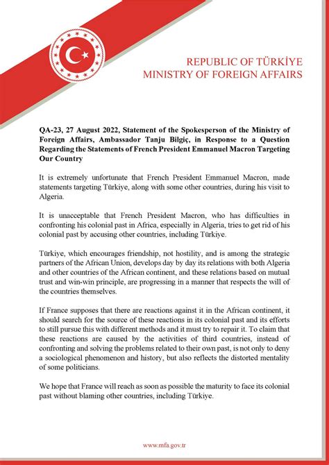 Turkish MFA on Twitter: "Statement of the Spokesperson of the Ministry ...