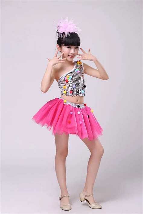 Children's Sequined Ballroom Dance Skirt Girl Jazz Dance Dress Girls Modern Dance Performance ...