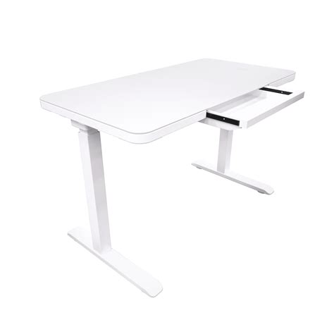 Glass Electric Standing Desk with Drawer - 45 x 23 Inch Tempered Glass ...