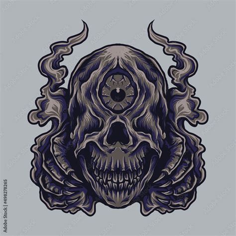 artwork illustration and t shirt design cyclops skull Stock Vector | Adobe Stock