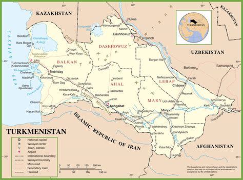 Large detailed political map of Turkmenistan