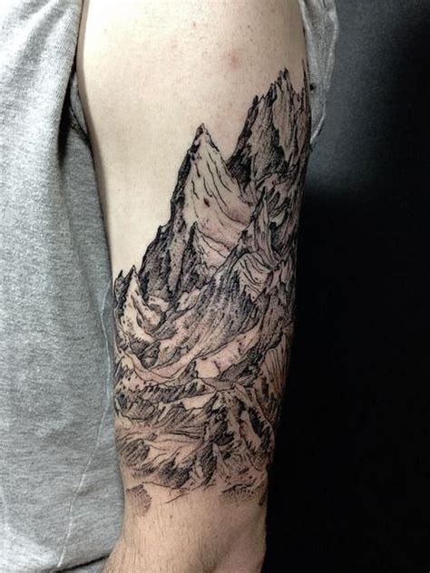 Simple Mountain Range Outline Tattoo