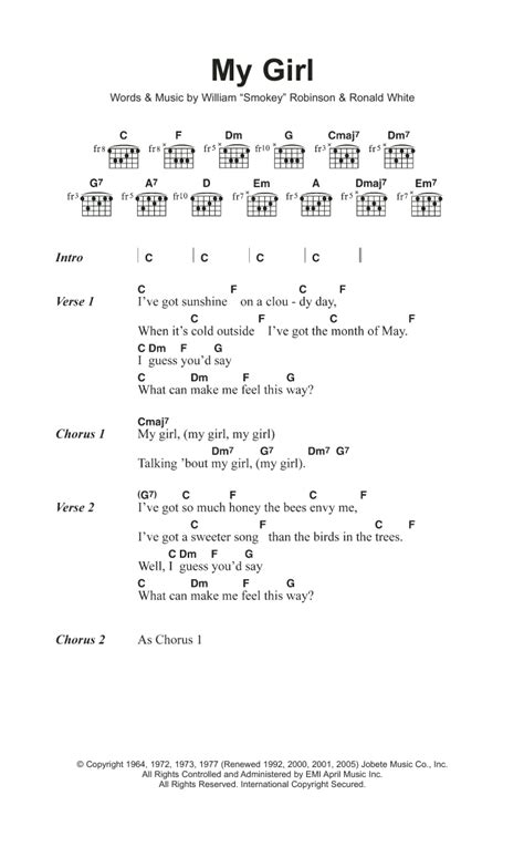 My Girl by The Temptations - Guitar Chords/Lyrics - Guitar Instructor