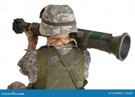 US ARMY Soldier with AT4 Rocket Launcher Stock Image - Image of aiming ...