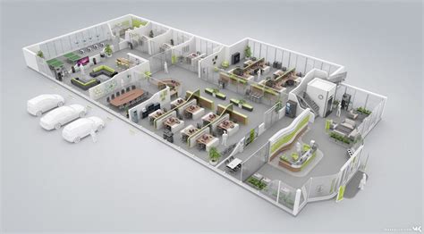 Architectural Visualization on Behance | Rendered floor plan, Office ...