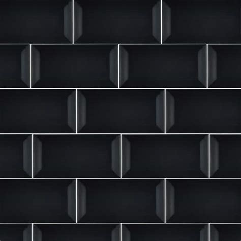 Subway Bevelled Edge Black Gloss Wall tiles 75x150