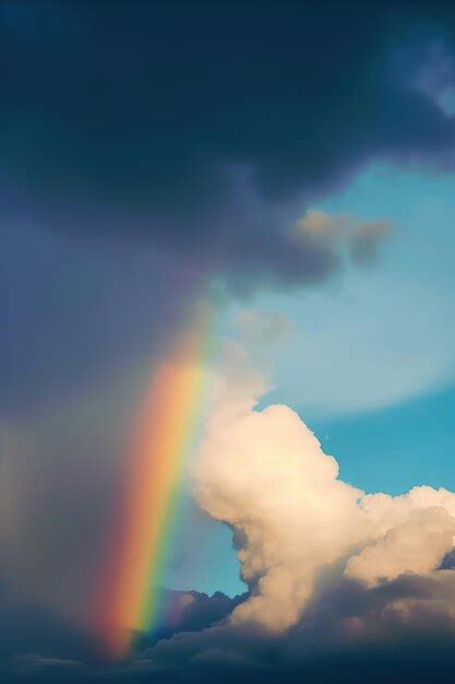 Premium Photo | A rainbow with clouds in the sky