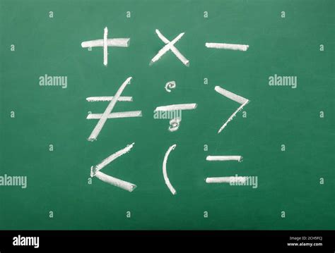 Mathematical symbols written on blackboard Stock Photo - Alamy