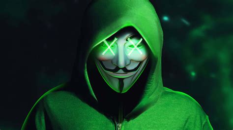 Download Green 4k Mask Anonymous Hacker Wallpaper | Wallpapers.com