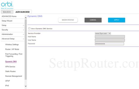 Netgear Orbi RBR50 Screenshot DynamicDNS