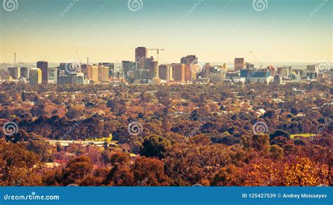 Adelaide City Skyline at Sunset Stock Image - Image of outdoor ...