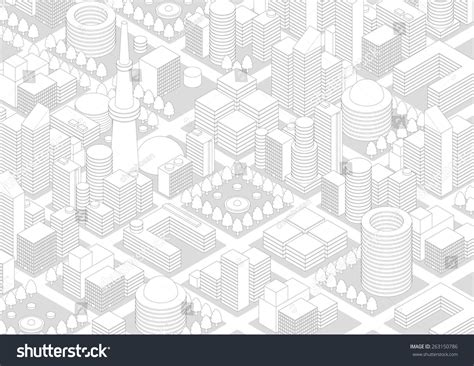 Buildings City Landscape Line Drawing Illustration Stock Vector (Royalty Free) 263150786 ...