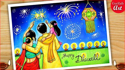 How to Draw happy Diwali Drawing / Indian festival Deepawali poster ...