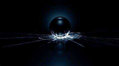 Black ball break mirror photo, digital art, sphere, broken glass, dark ...