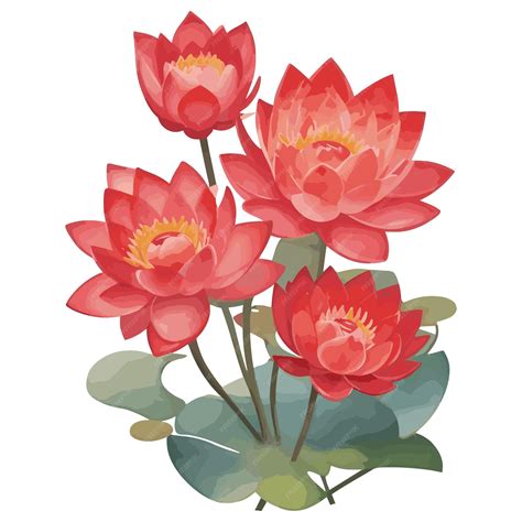 Premium Vector | Watercolor red Lotus Lotus bouquet Lotus flower vector