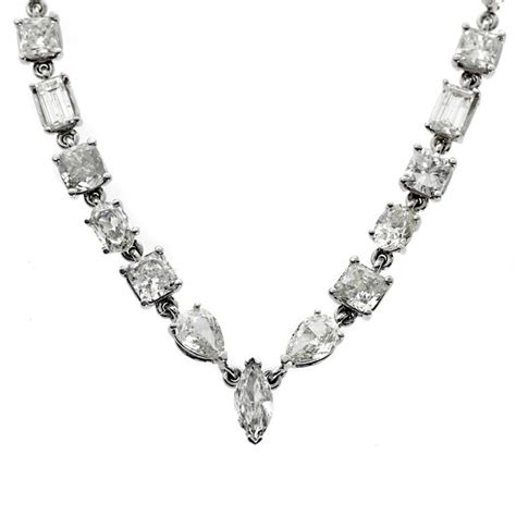 31 Carat Diamond platinum Tennis Necklace For Sale at 1stdibs