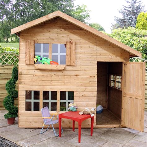 Mercia Kids 8x6 Double Storey Wooden Playhouse - Kids Outdoor Play | C