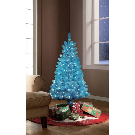 Holiday Time Pre-Lit 4' Teal-Blue Artificial Christmas Tree, Clear Lights - Walmart.com ...