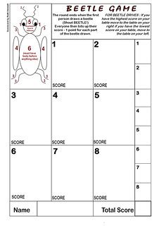 printable beetle game card | A scorecard for Beetle. Click h… | Flickr