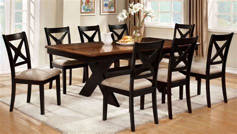 Liberta Dark Oak Rectangular Trestle Dining Room Set from Furniture of America (CM3776T-TABLE ...