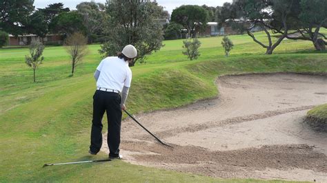 Golf Basics - Raking a bunker - Social Golf Australia