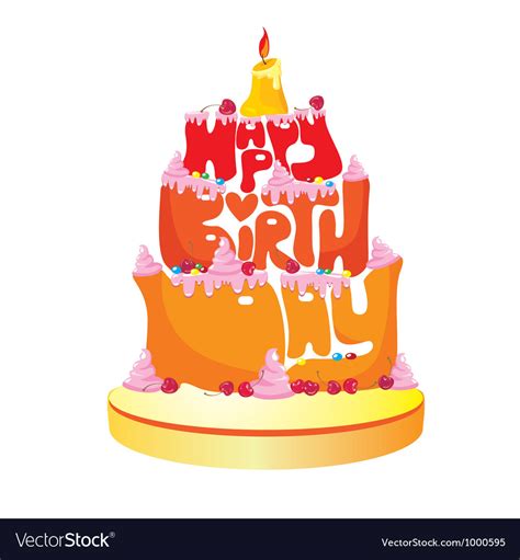 Happy Birthday Text Cake Royalty Free Vector Image