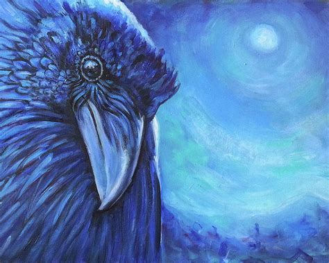 Blue Moon Raven Painting by Ann Mcivor - Fine Art America