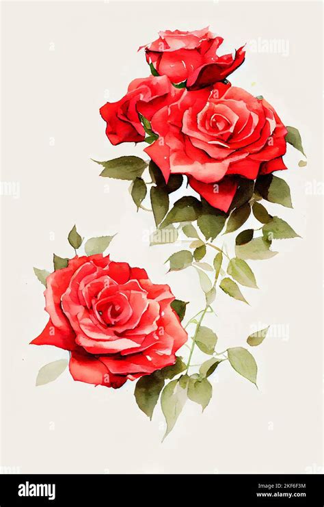 Illustration of Red Rose in Watercolor Painting Style for wedding ...