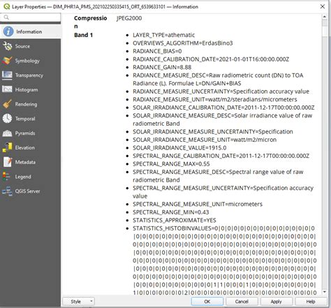 geotiff tiff - How to retain the metadata information on clipped satellite image in QGIS ...