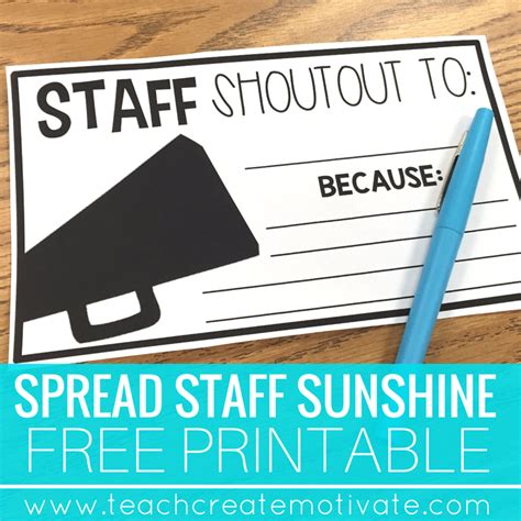 Staff Shout Outs: Spread School Sunshine! - Teach Create Motivate