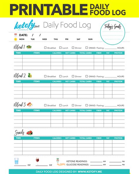 KETO ~ FY ME | Cut Carbs, not flavor! • Printable Keto Daily Food Log | Food Journal | Food Diary