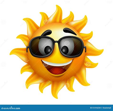 Summer Sun Face with Sunglasses and Happy Smile Stock Vector - Illustration of laughing, face ...