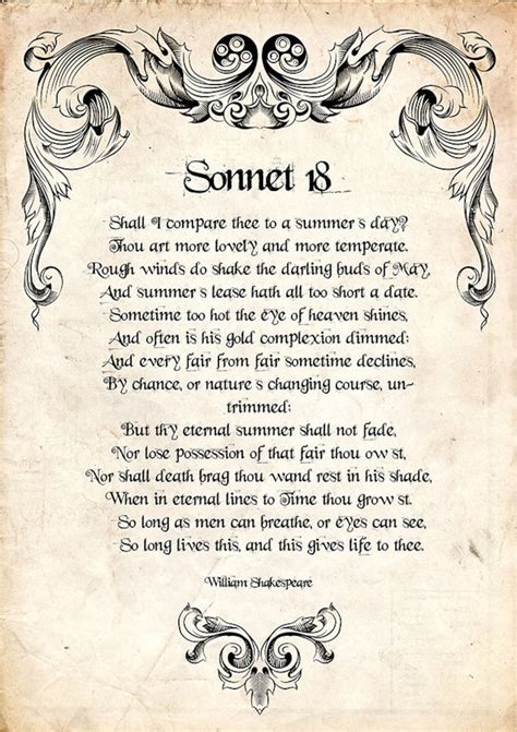 William Shakespeare Wall Art, Sonnet 18 William Shakespeare ArtWork ...