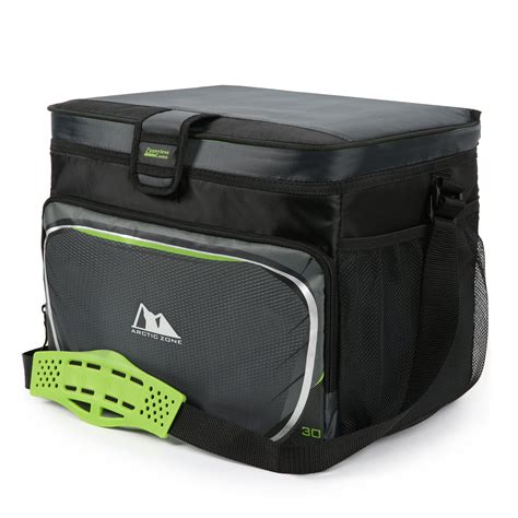 Arctic Zone 30 Can Zipperless Soft Sided Cooler with Hard Liner, Black and Green - Walmart.com