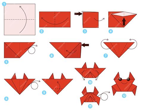 Premium Vector | Crab origami scheme tutorial moving model. origami for ...