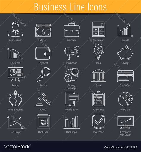 Business line icons Royalty Free Vector Image - VectorStock