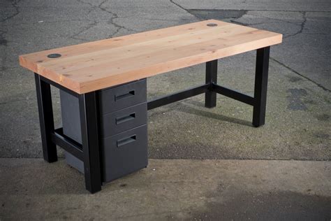 Reclaimed wood slab Desk with metal legs