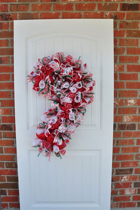 Extra Large Candy Cane Wreath, Deco Mesh Wreath, Holiday Decor ...