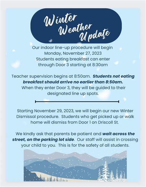 Winter Weather Update | Henry Ford Elementary School