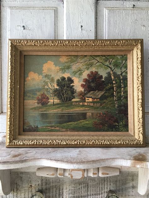 Vintage painting reproduction in ornate wooden frame wall decor vintage wall decor beautiful ...