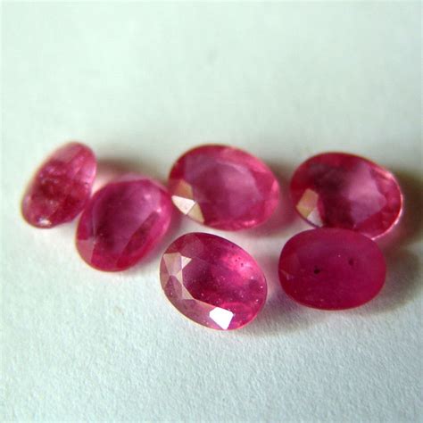 6 red pink rubies - 7.80 ct in total - Catawiki